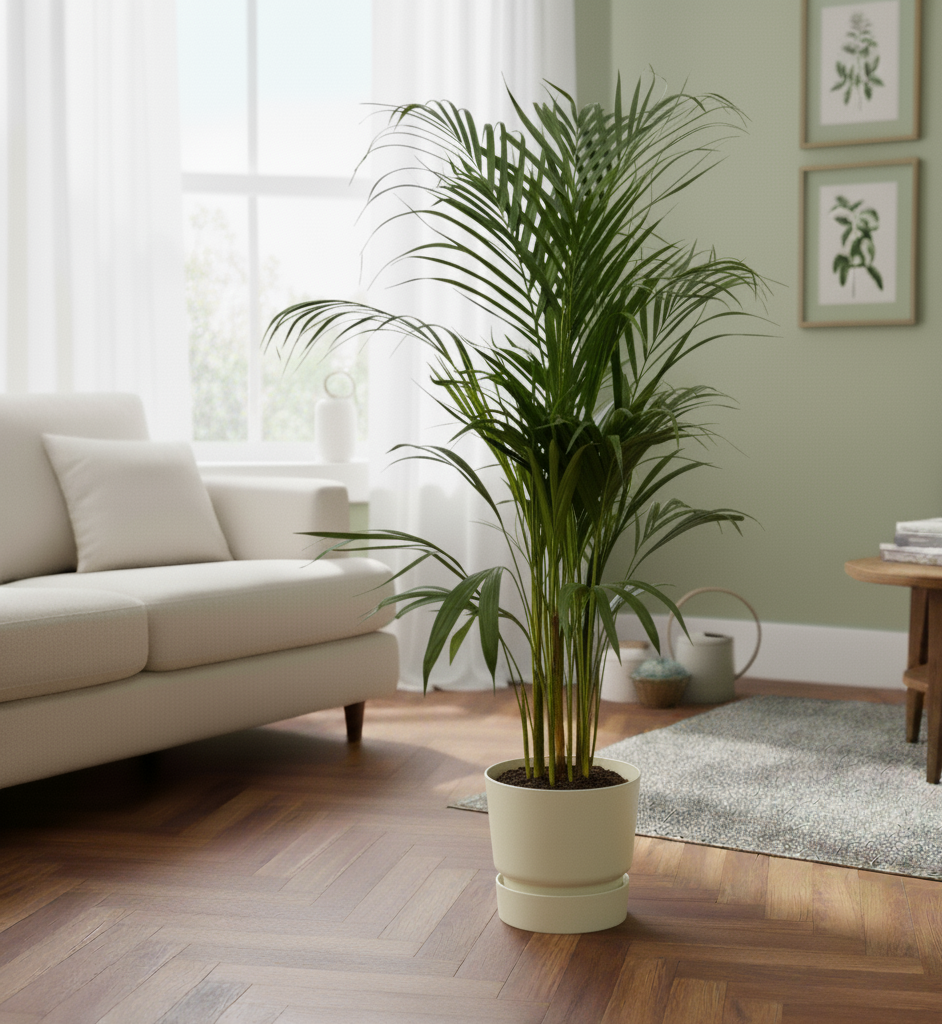 Combi deal - Areca palm + Elho Greenville Round - 110 cm