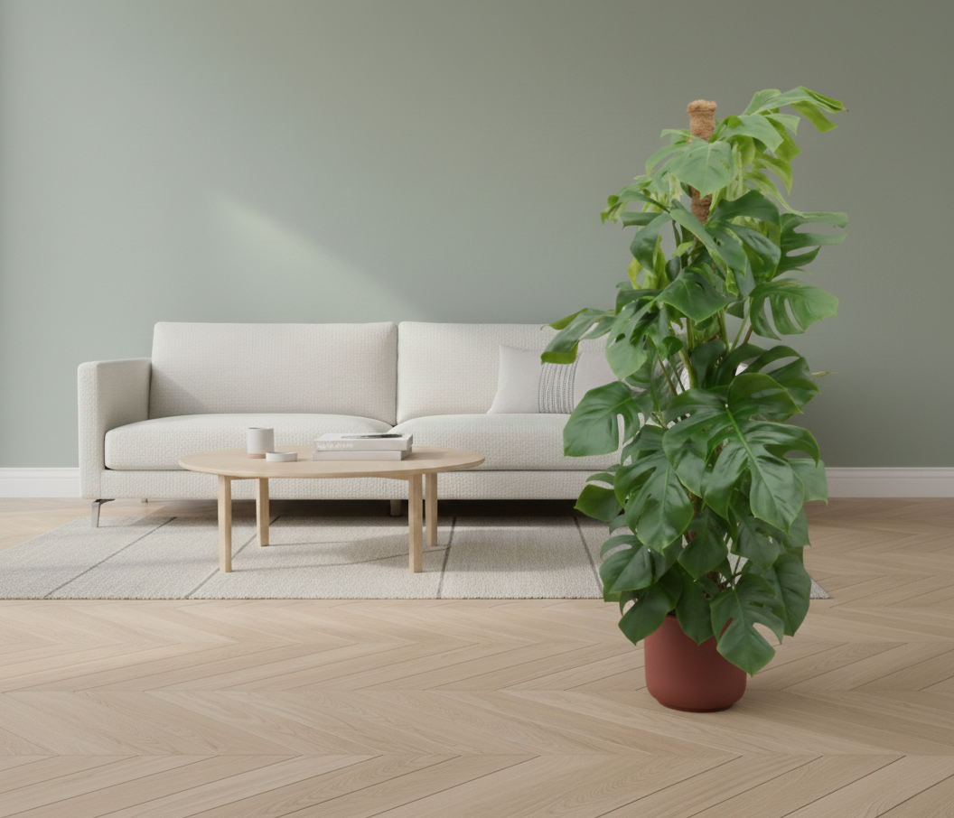 Combi deal - Monstera Pertusum + Elho Jazz Round - 150 cm