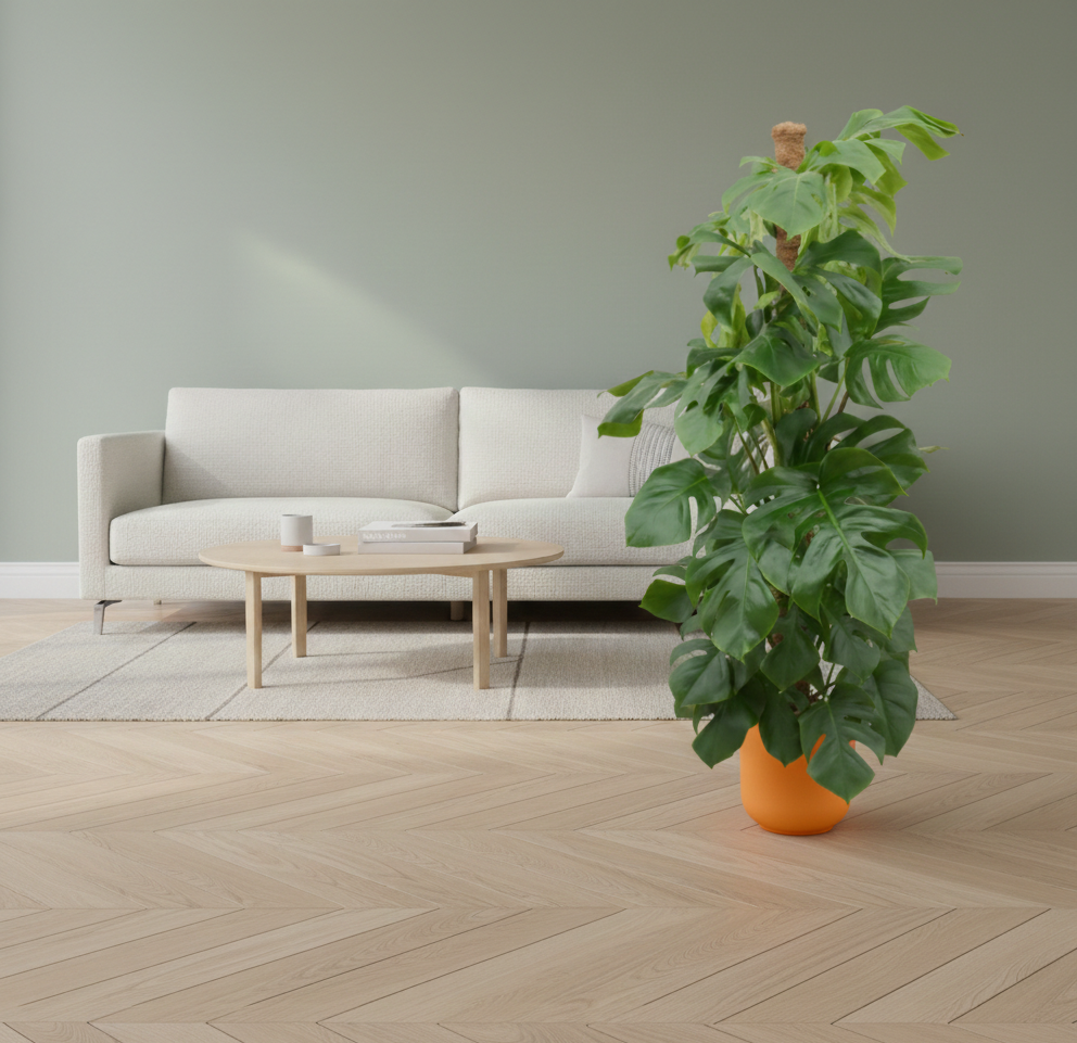 Combi deal - Monstera Pertusum + Elho Jazz Round - 150 cm