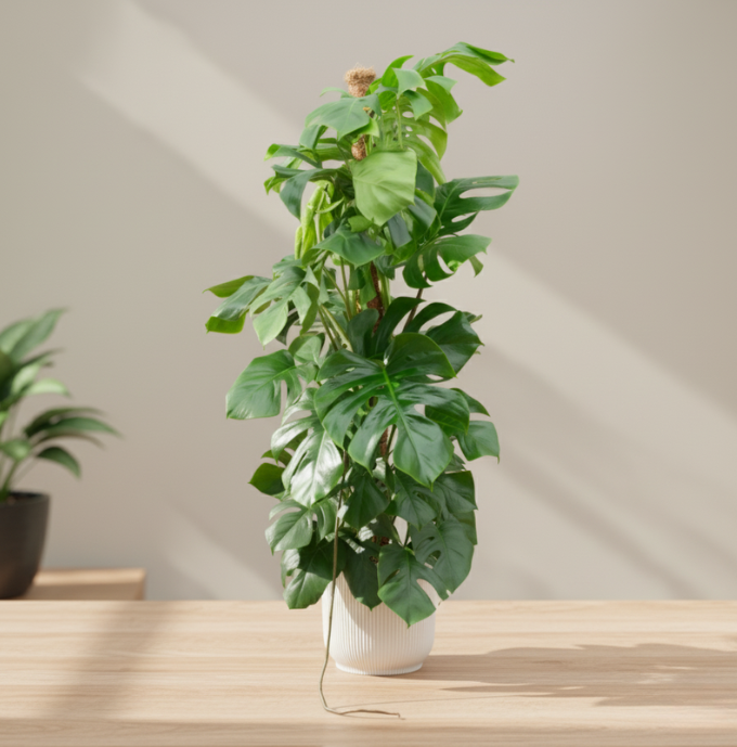 Combi deal - Monstera Pertusum + Elho Vibes Fold Round - 150 cm