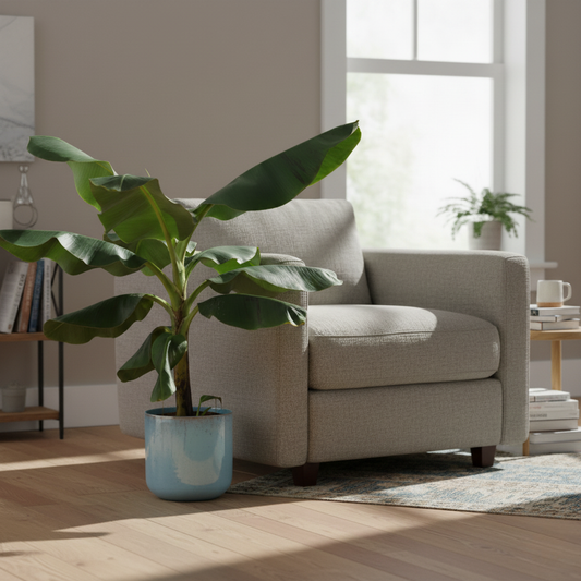 Combi deal - Bananenplant + Ocean Round atlantisch blauw - 100 cm