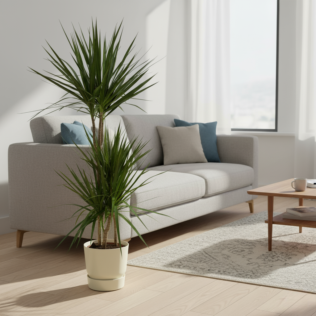 Combi deal - Dracaena Marginata + Elho Greenville Round - 120 cm