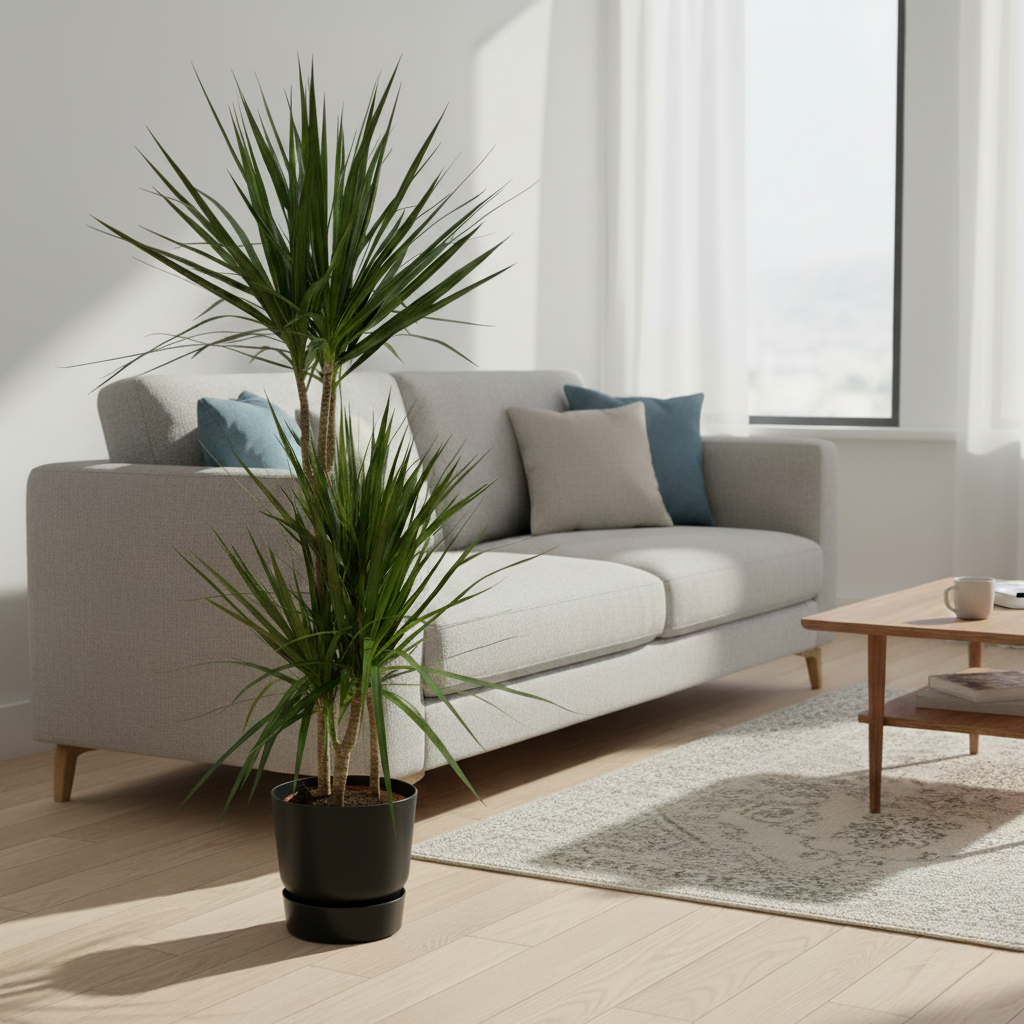 Combi deal - Dracaena Marginata + Elho Greenville Round - 120 cm