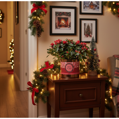 Azalea Red in Goudbronze pot + XMAS Sleeve